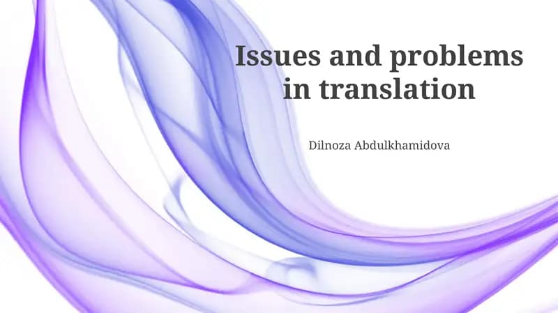 Issues and problems in translation