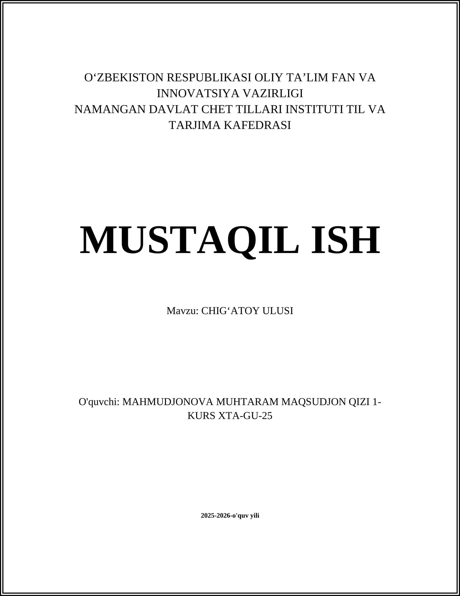 CHIGʻATOY ULUSI