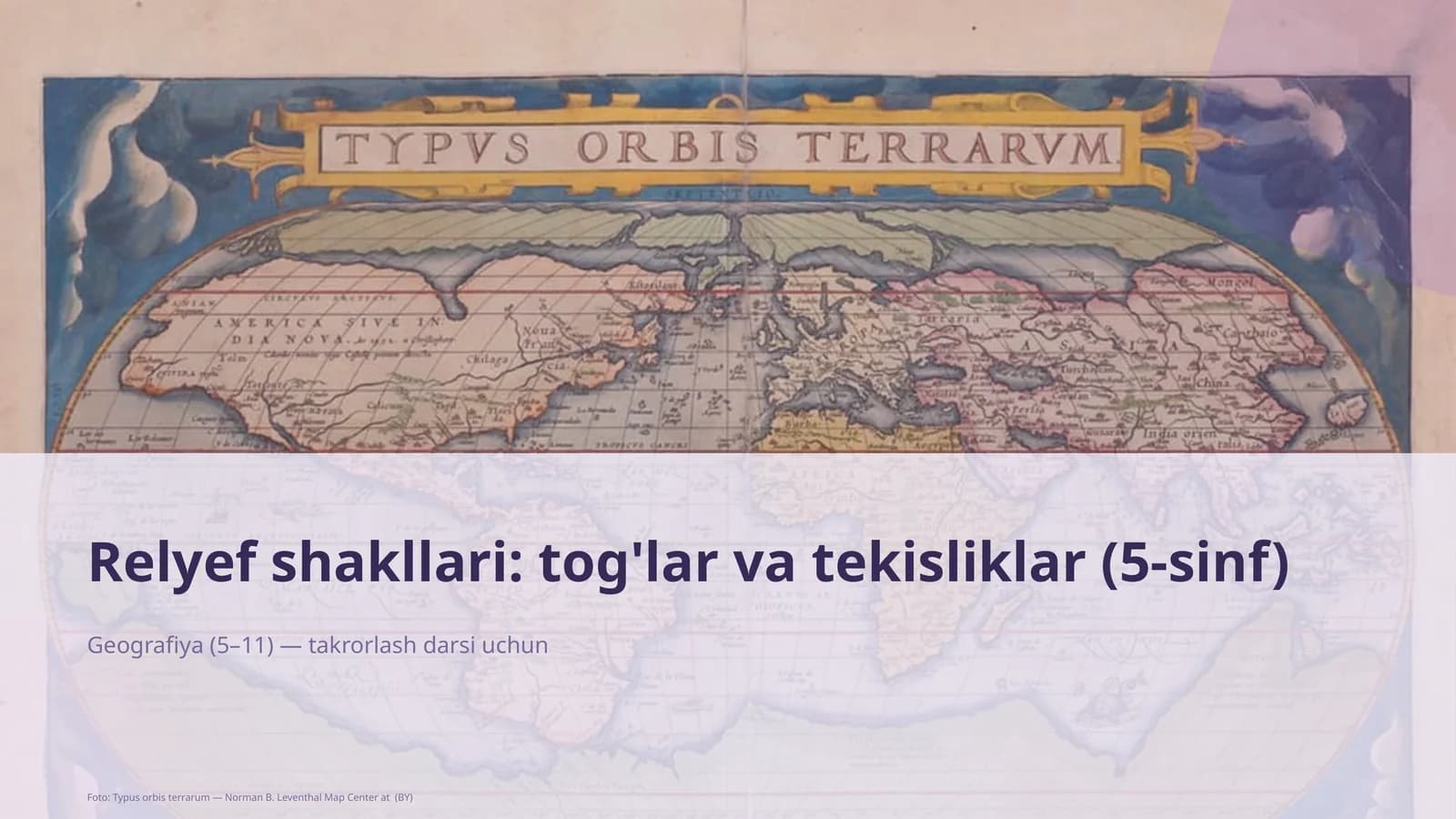 Relyef shakllari: tog'lar va tekisliklar (5-sinf)