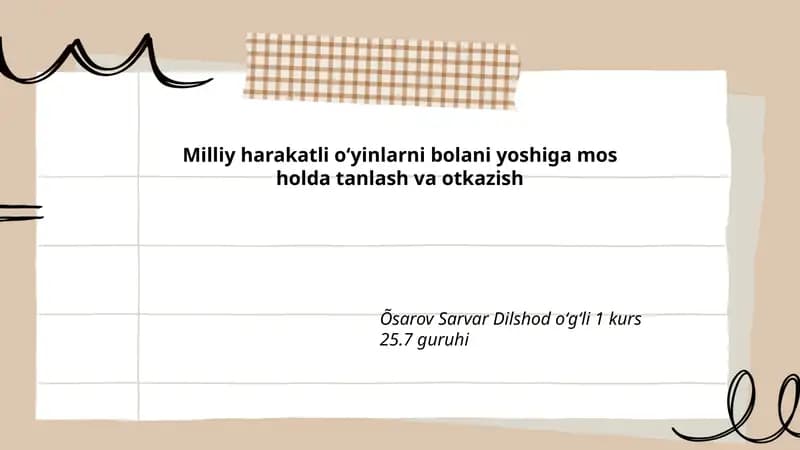 Milliy harakatli oʻyinlarni yoshiga mos tanlash