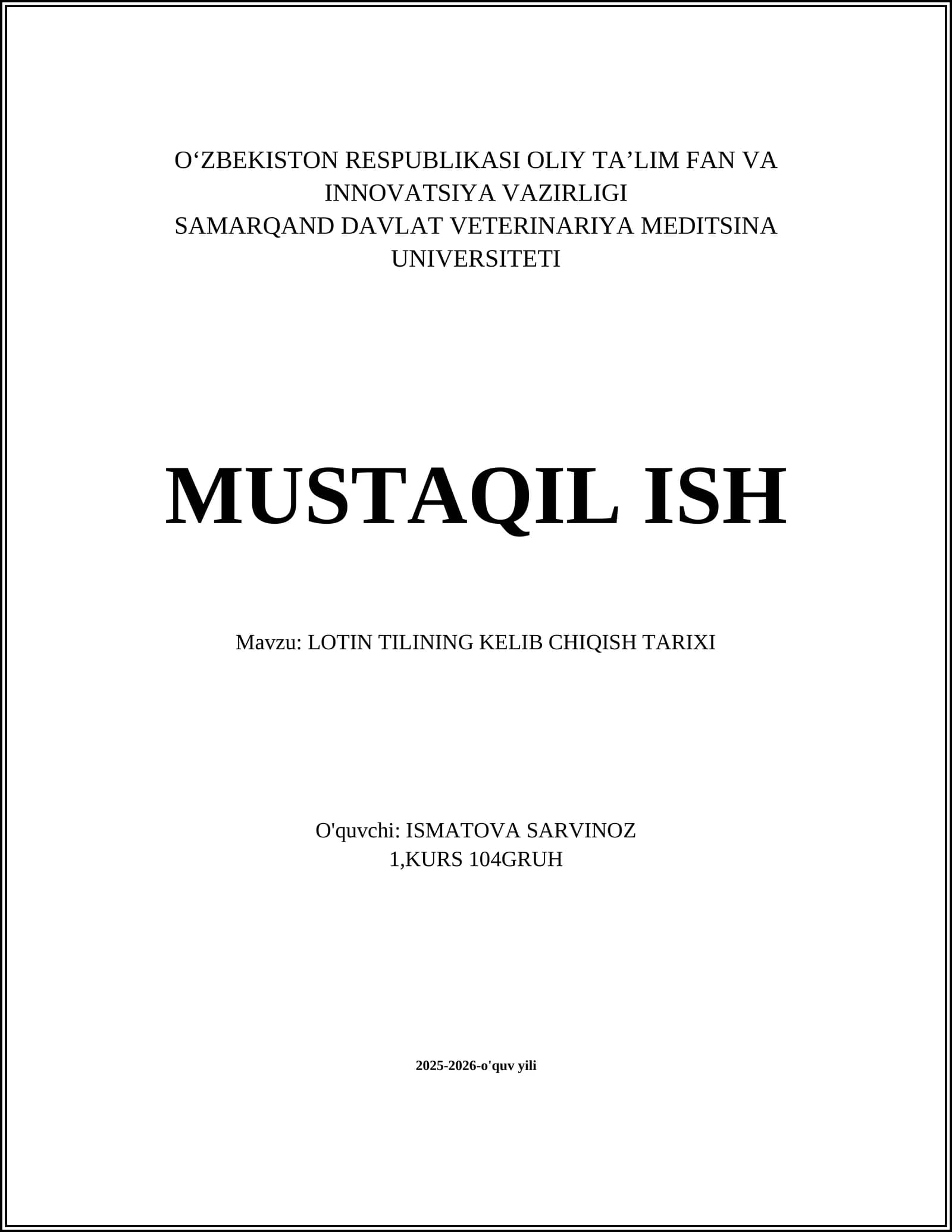 LOTIN TILINING KELIB CHIQISH TARIXI