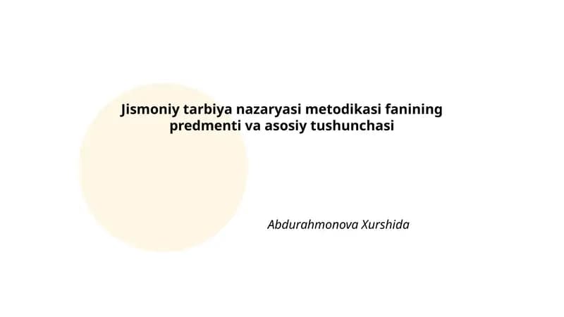 Jismoniy tarbiya nazaryasi metodikasi