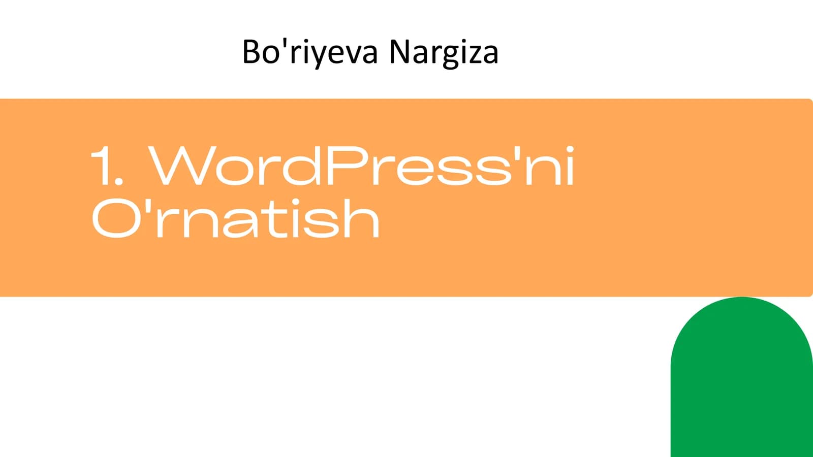 WordPress'ni O'rnatish