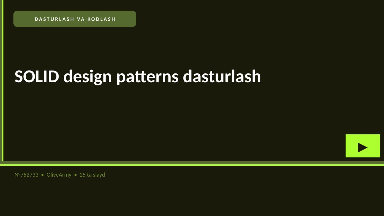 SOLID design patterns dasturlash