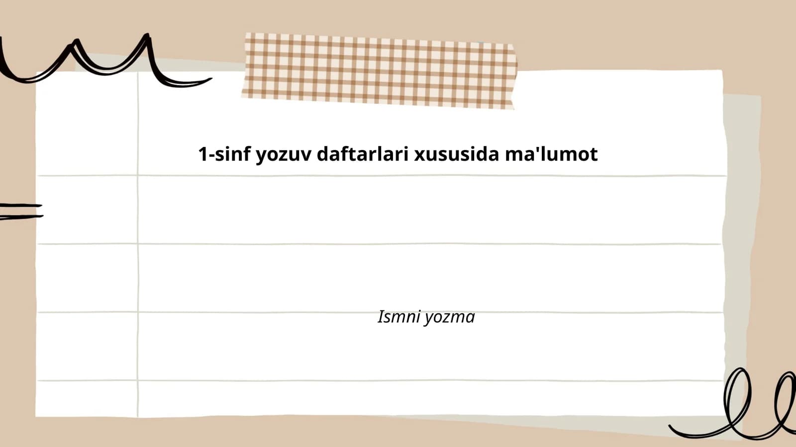 1-sinf yozuv daftarlari xususida ma'lumot