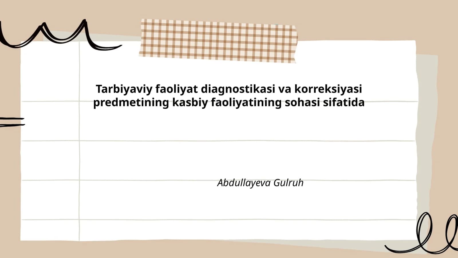 Tarbiyaviy Faoliyat Diagnostikasi va Korreksiyasi