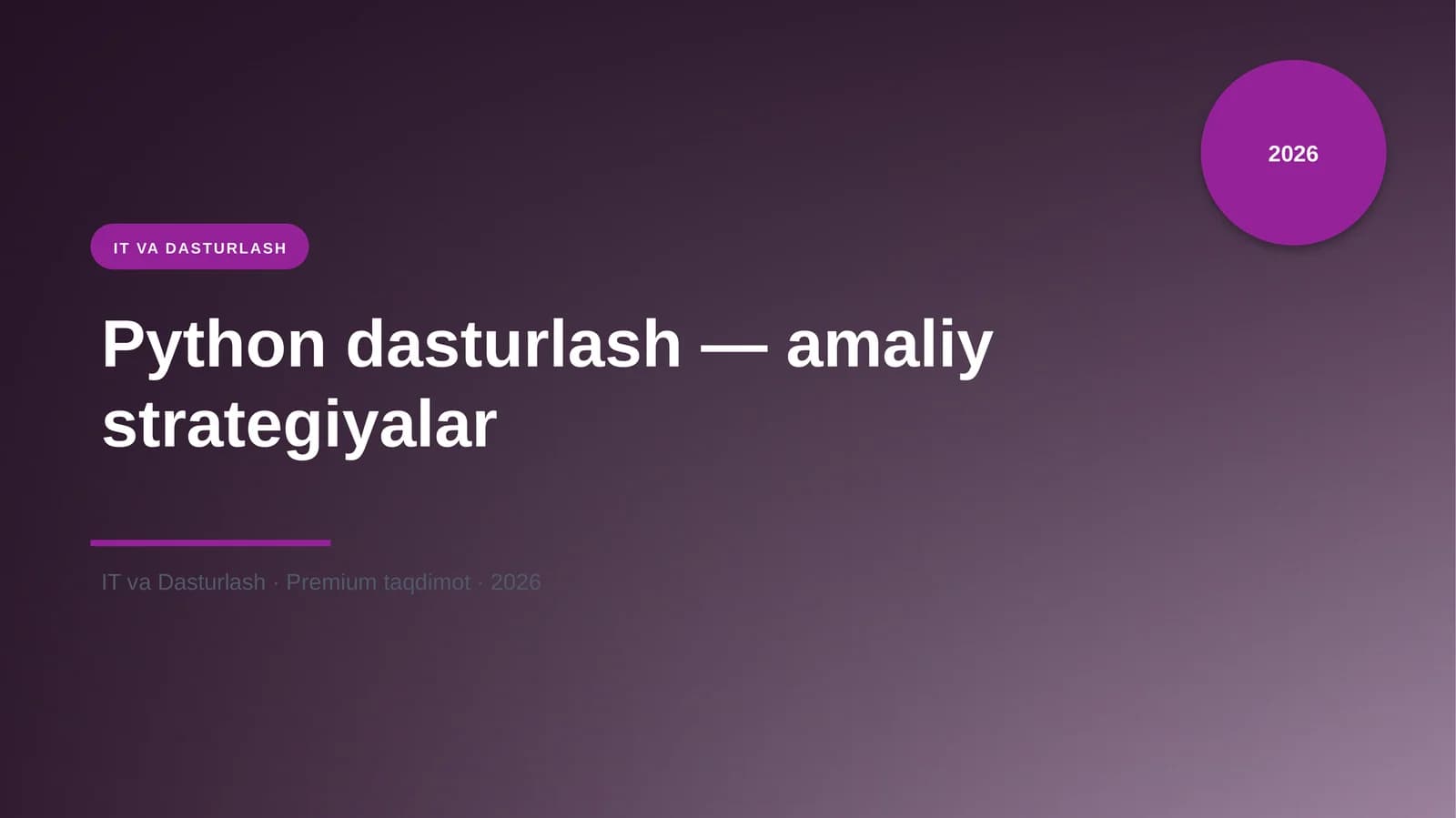 Python dasturlash — amaliy strategiyalar