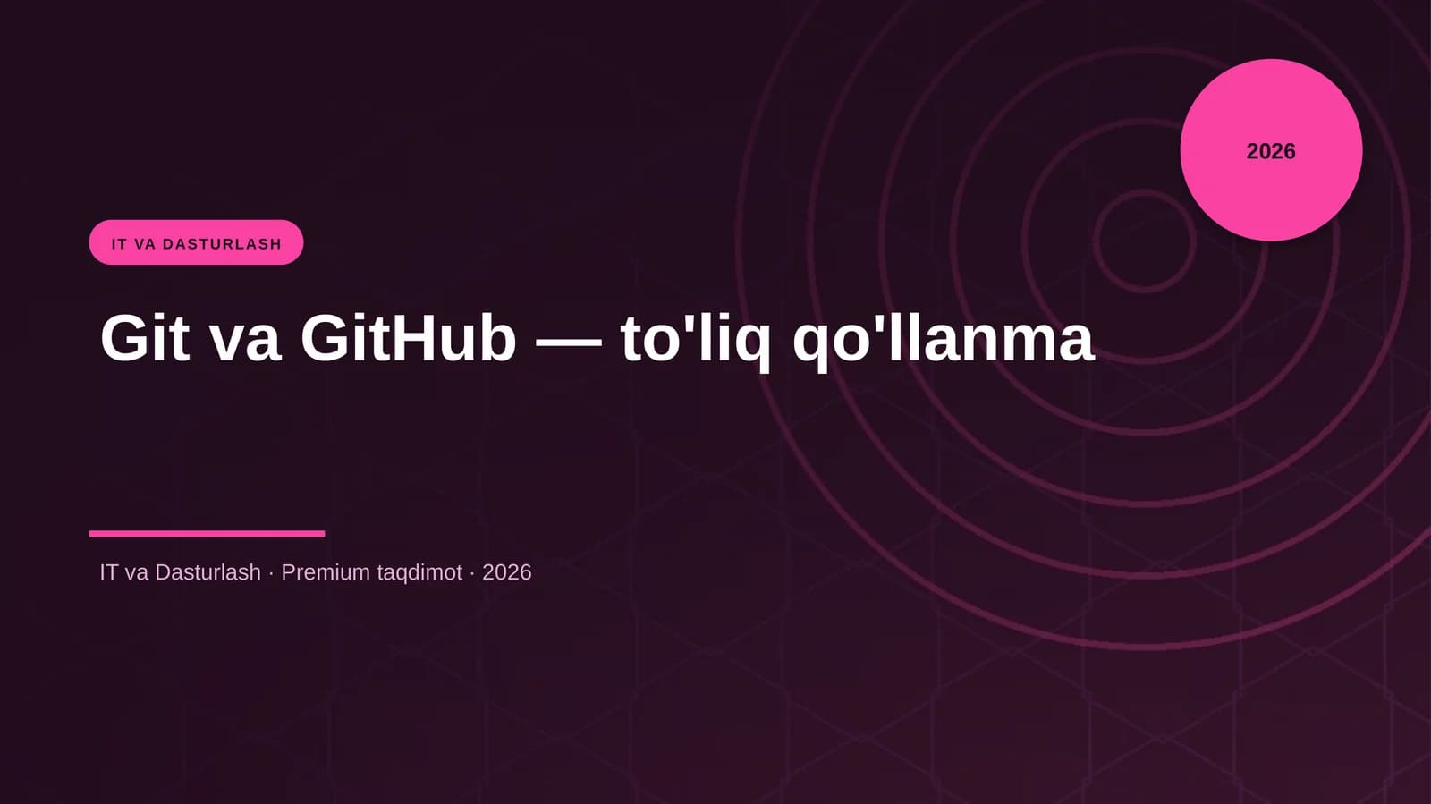 Git va GitHub — to'liq qo'llanma