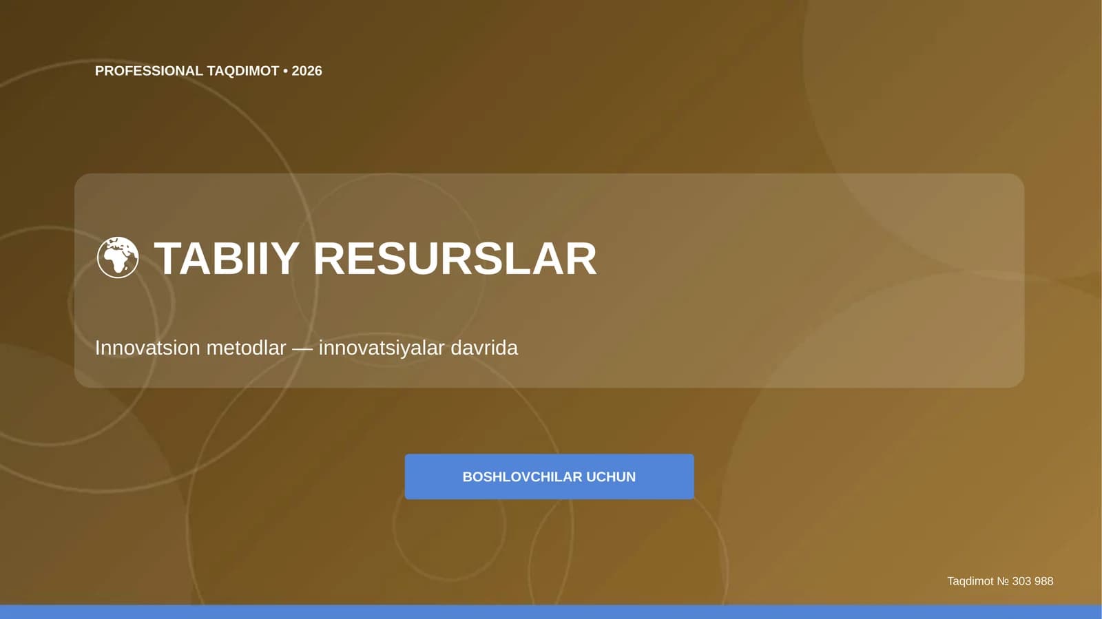 Tabiiy resurslar: innovatsion metodlar (innovatsiyalar davrida)