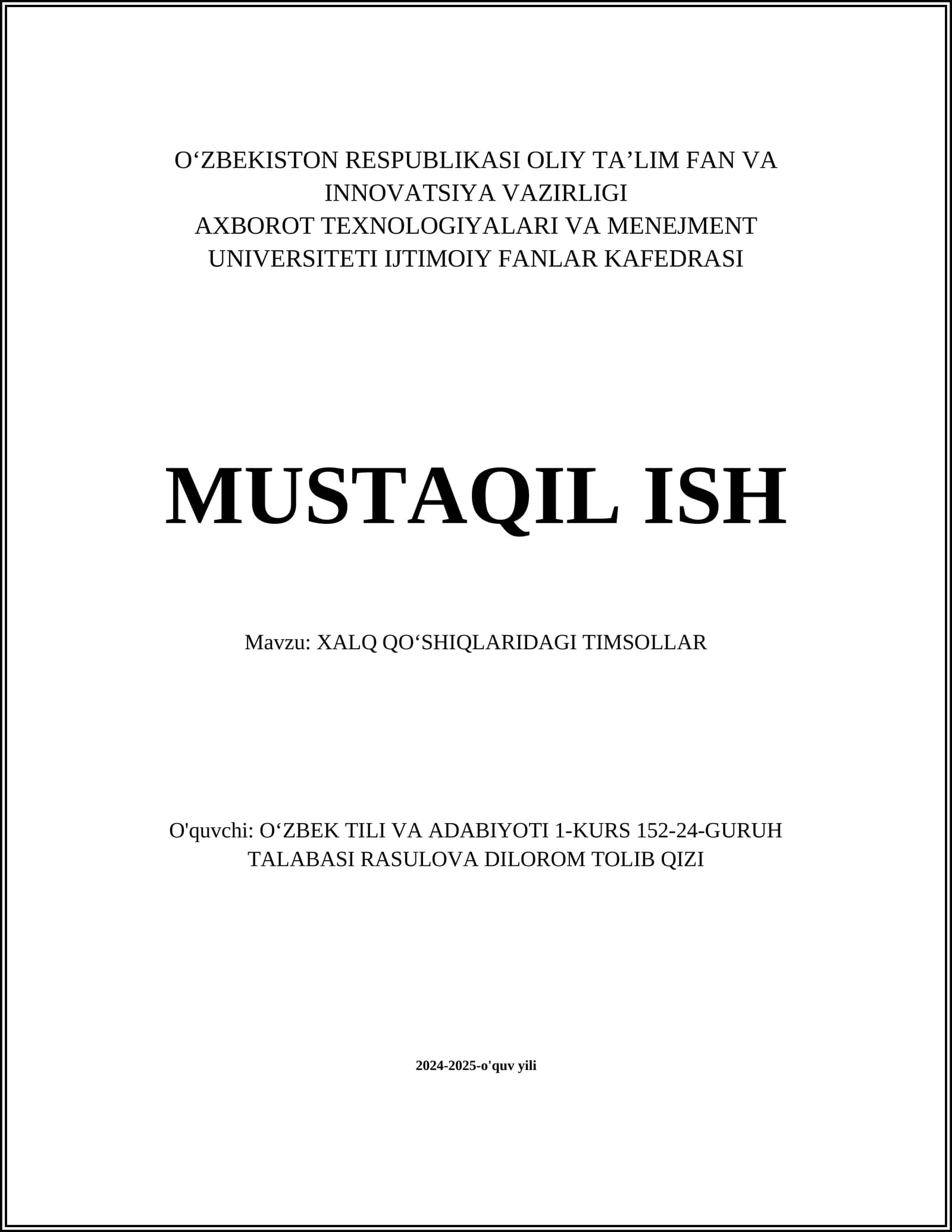 Xalq Qo'shiqlaridagi Timsollar