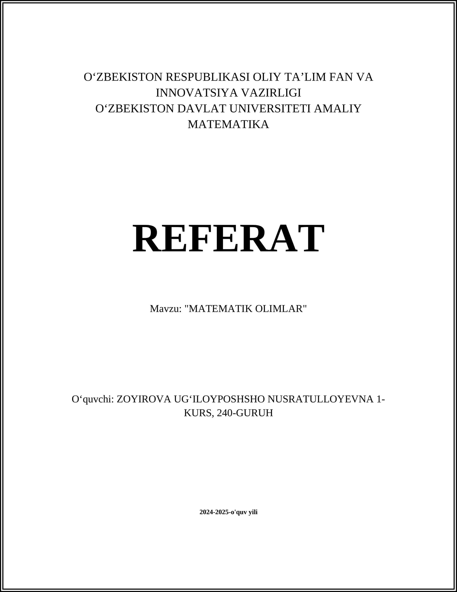 MATEMATIK OLIMLAR