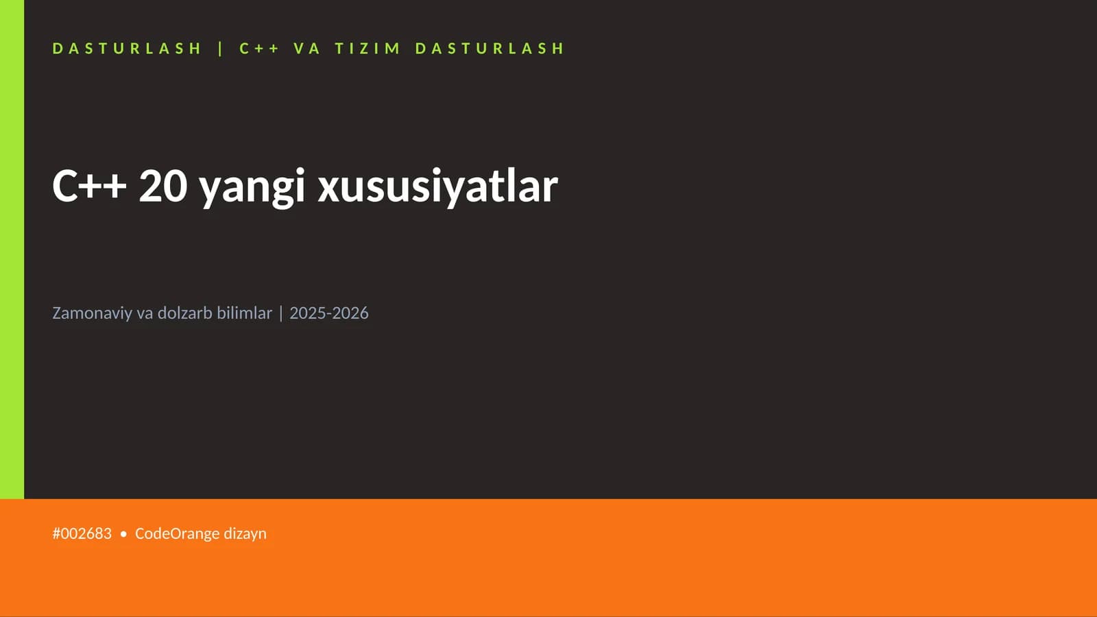 C++ 20 yangi xususiyatlar