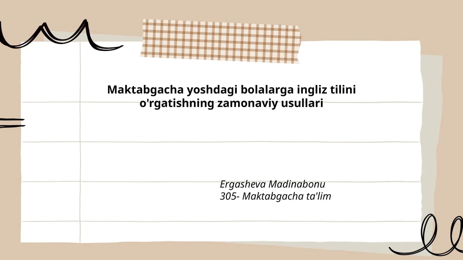 Maktabgacha yoshdagi bolalarga ingliz tilini o'rgatishning zamonaviy usullari