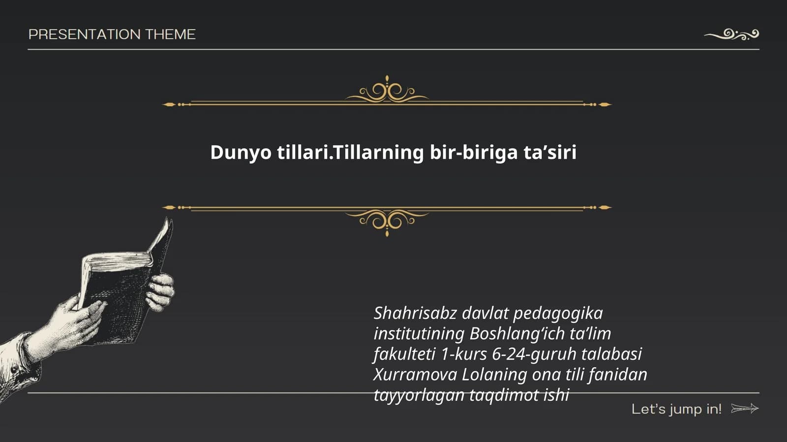 Xurramova Lolaning ona tili fanidan tayyorlagan taqdimot ishi