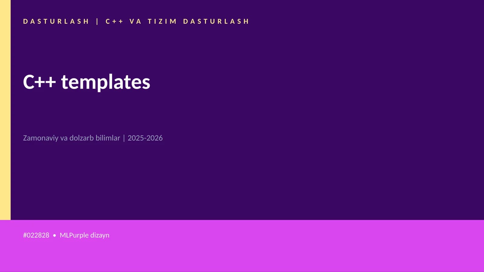 C++ VA TIZIM DASTURLASH