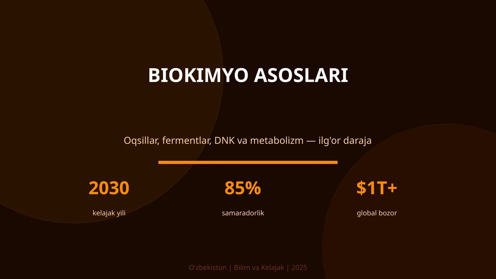 KIRISH: Biokimyo asoslari