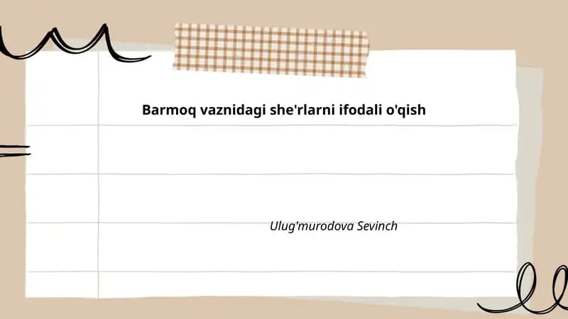 Barmoq vaznidagi she'rlarni ifodali o'qish