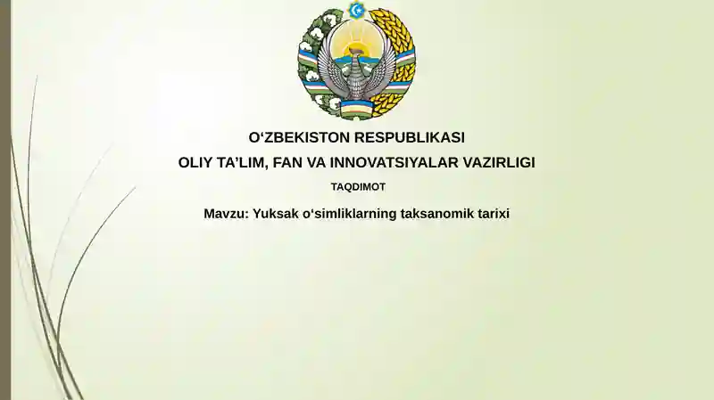 O'simliklarning yuqori taksonomik tarixiga kirish va ilk tasniflash tizimlari