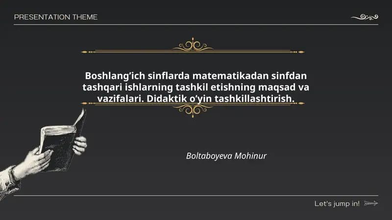 Sinfdan tashqari ishlarning maqsadi va vazifalari boshlang‘ich sinflarda