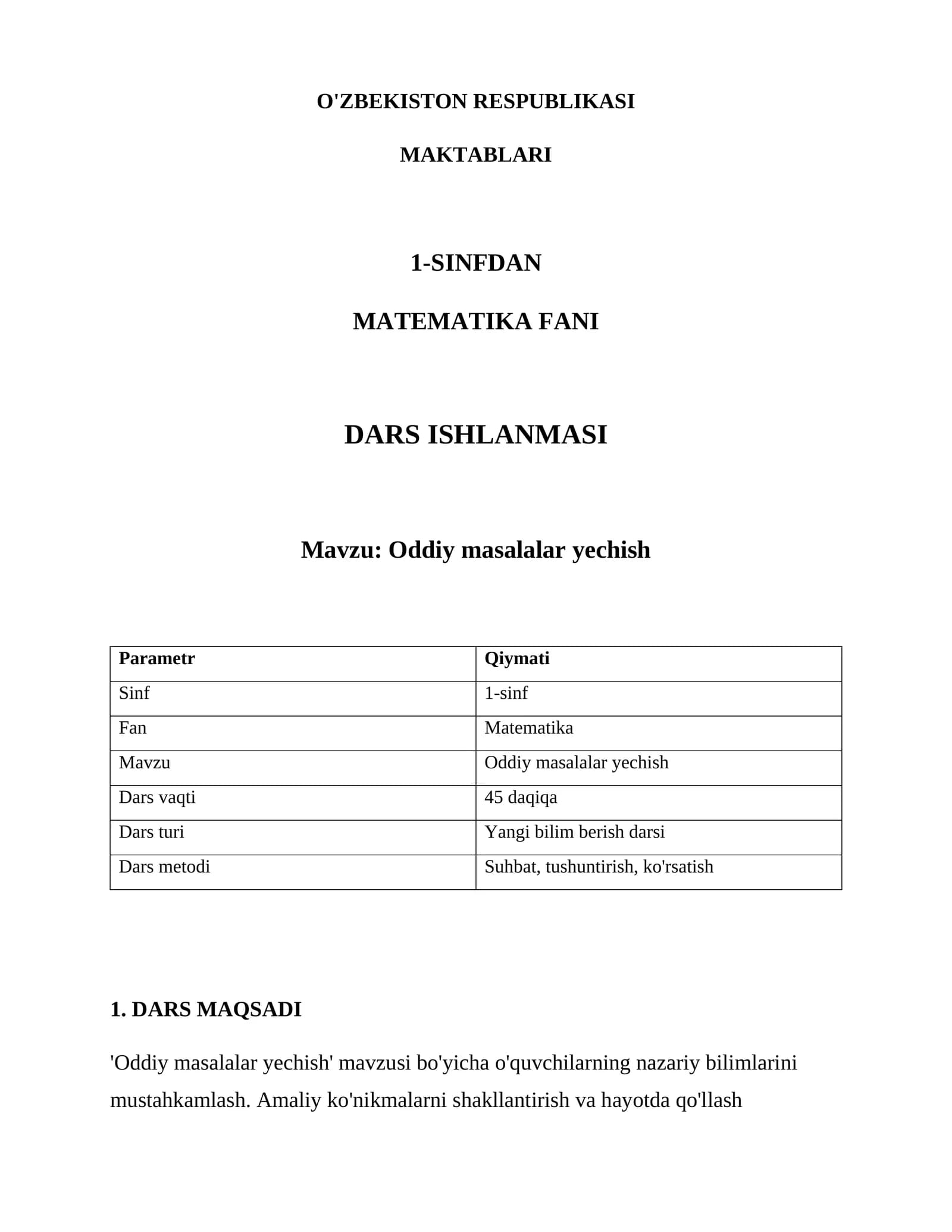 Oddiy masalalar yechish