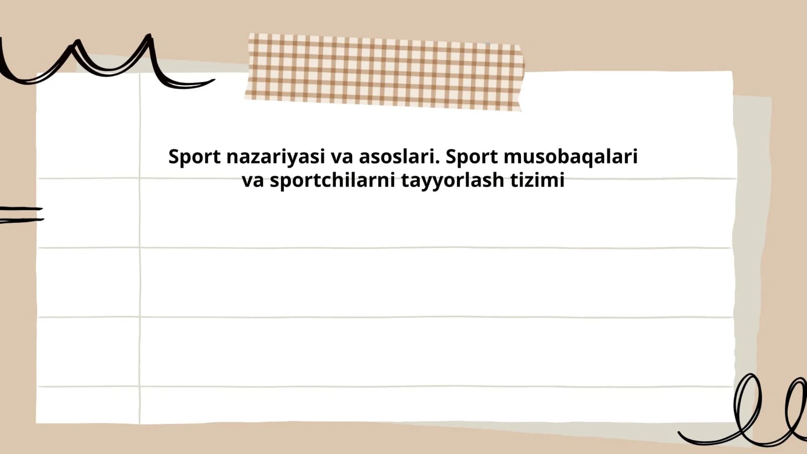Sport nazariyasi va asoslari. Sport musobaqalari va sportchilarni tayyorlash tizimi