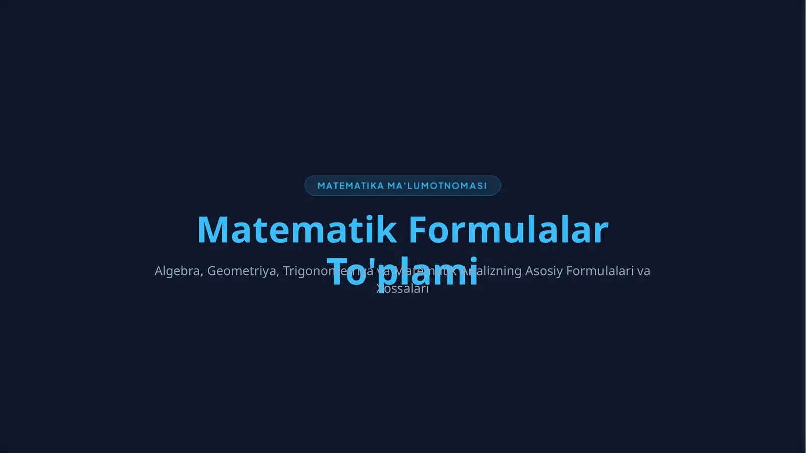 Matematik Formulalar To'plami
