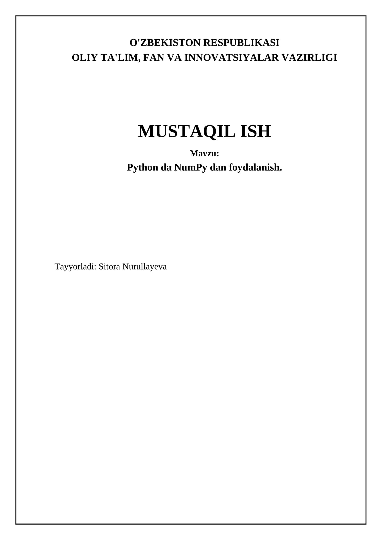 Python da NumPy dan foydalanish