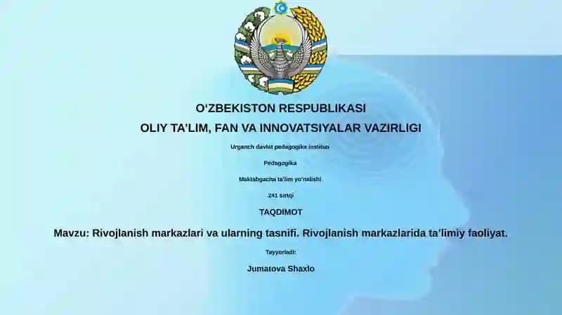 Rivojlanish markazlari va ularning tasnifi