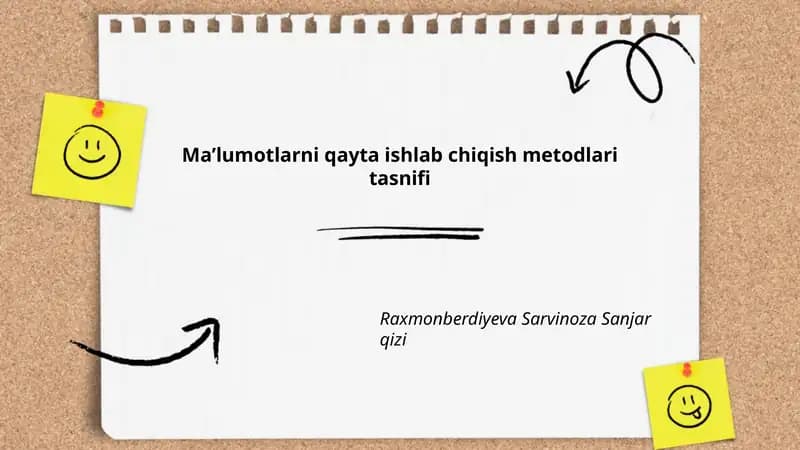 Ma'lumotlarni qayta ishlab chiqish metodlari tasnifi