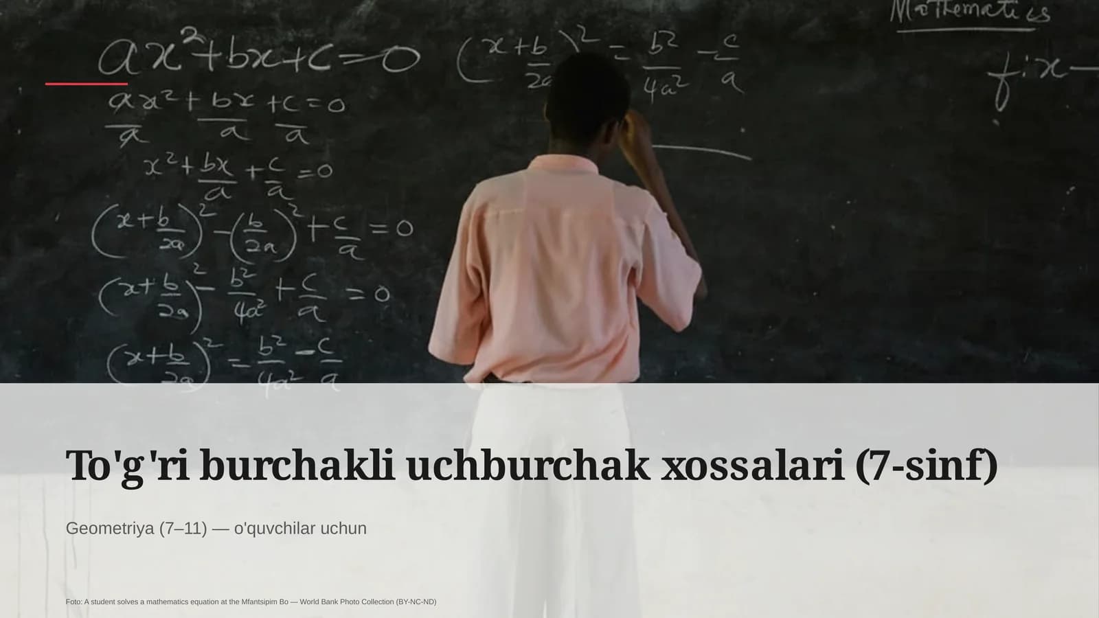 To'g'ri burchakli uchburchak xossalari (7-sinf)