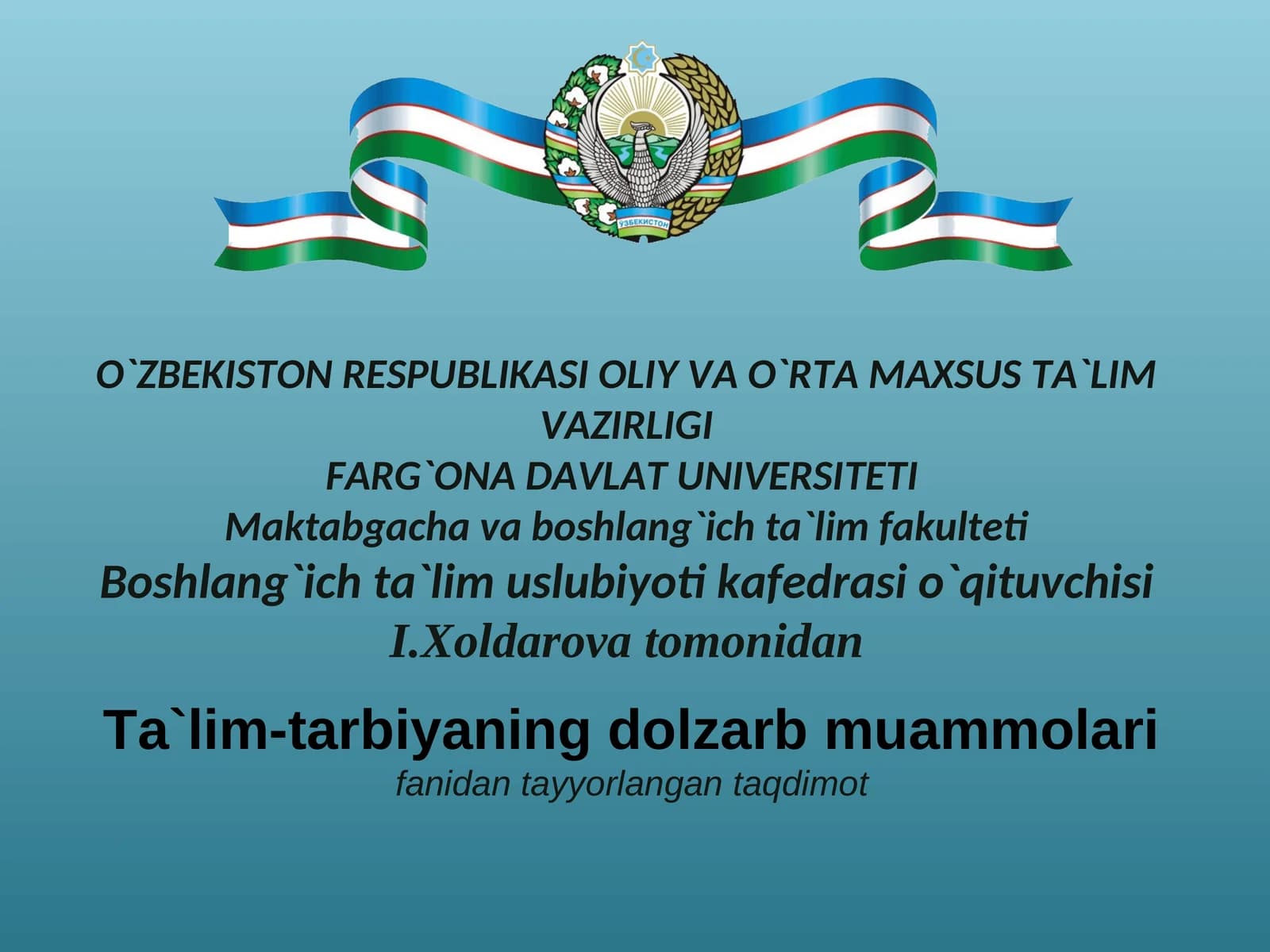 KREATIV TA’LIMDAN BOSHLANG‘ICH TA’LIM TIZIMIDA FOYDALANISH