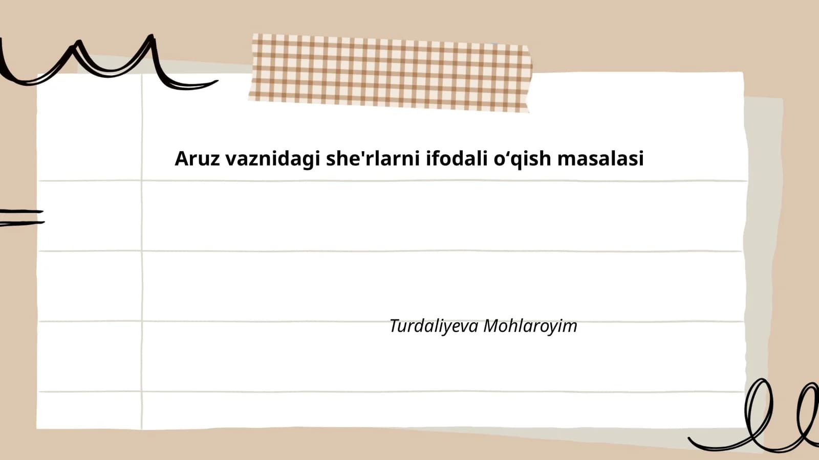 Aruz vaznidagi she'rlarni ifodali oʻqish masalasi