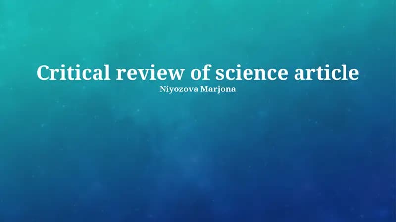 Critical review of science article