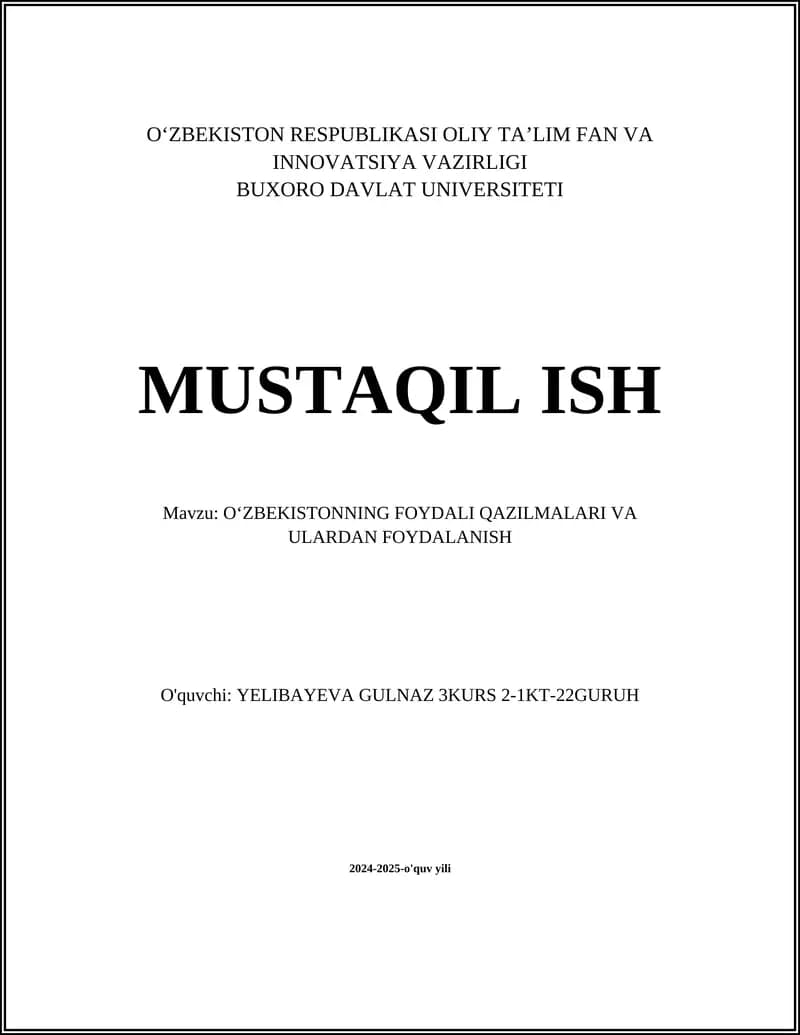 Oʻzbekistonda foydali qazilmalar va ulardan foydalanish