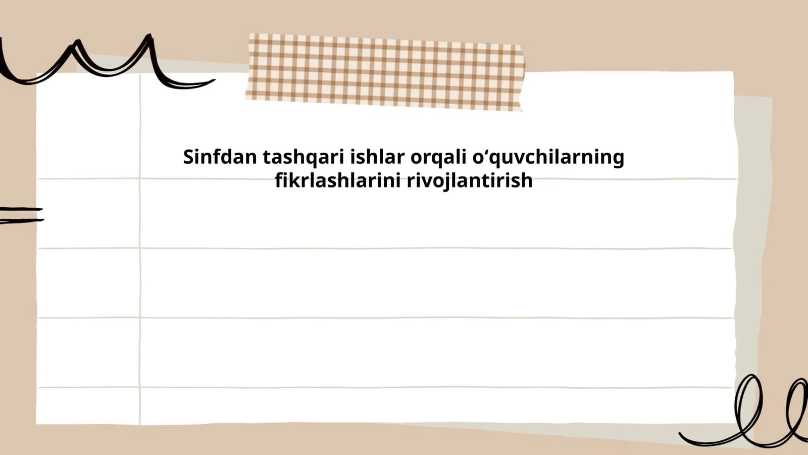 Sinfdan tashqari ishlar orqali oʻquvchilarning fikrlashlarini rivojlantirish