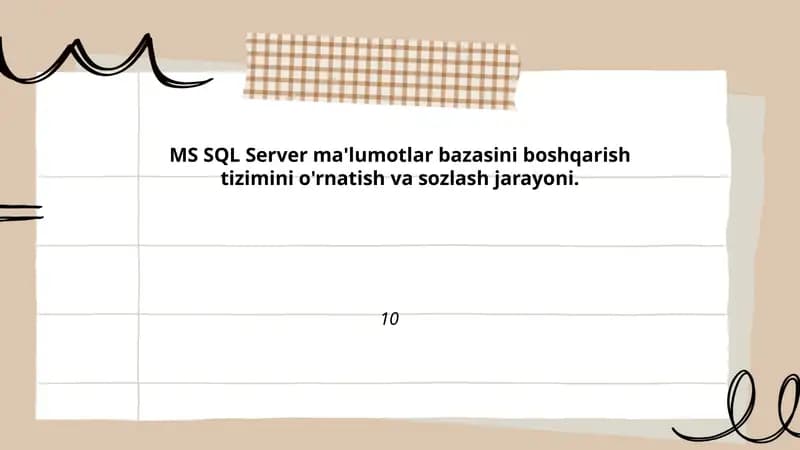 MS SQL Server ma'lumotlar bazasini boshqarish