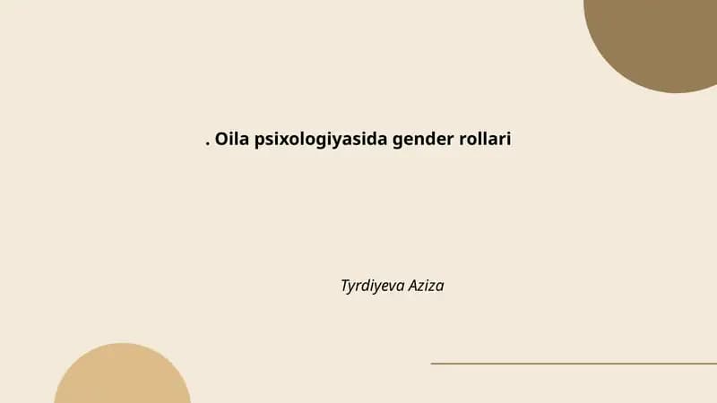 Oila psixologiyasida gender rollari