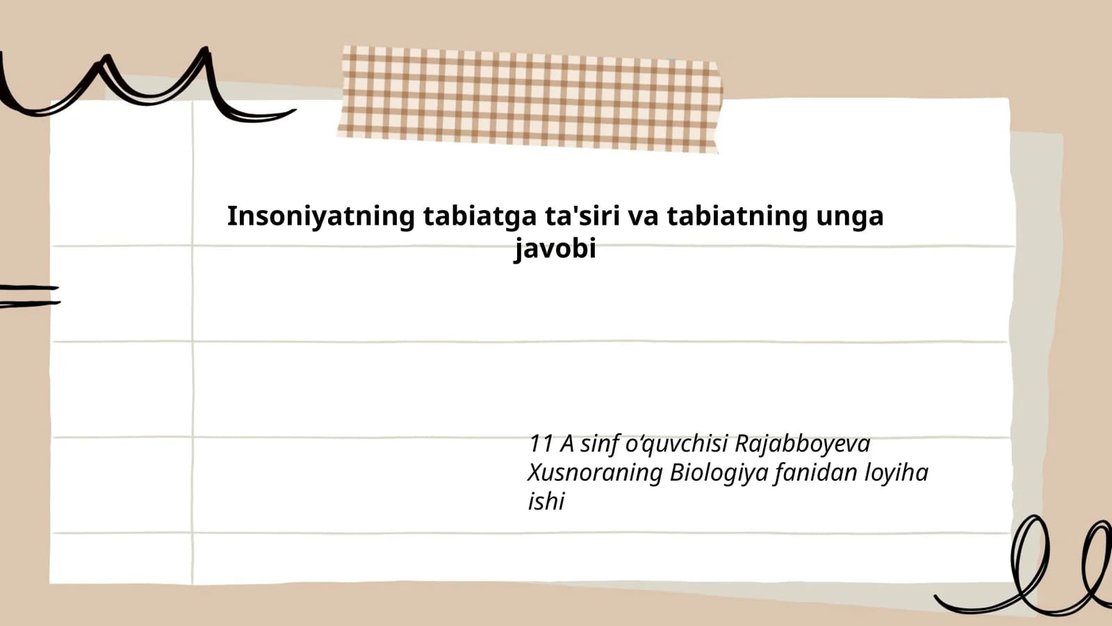 Biologiya fanidan loyiha ishi