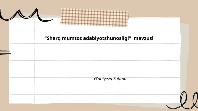 Sharq mumtoz adabiyotshunosligi