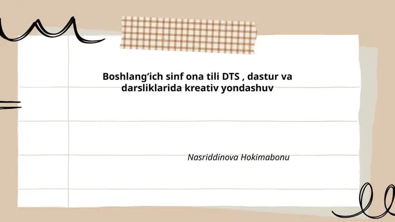 Boshlangʻich sinf ona tili DTS, dastur va darsliklarida kreativ yondashuv