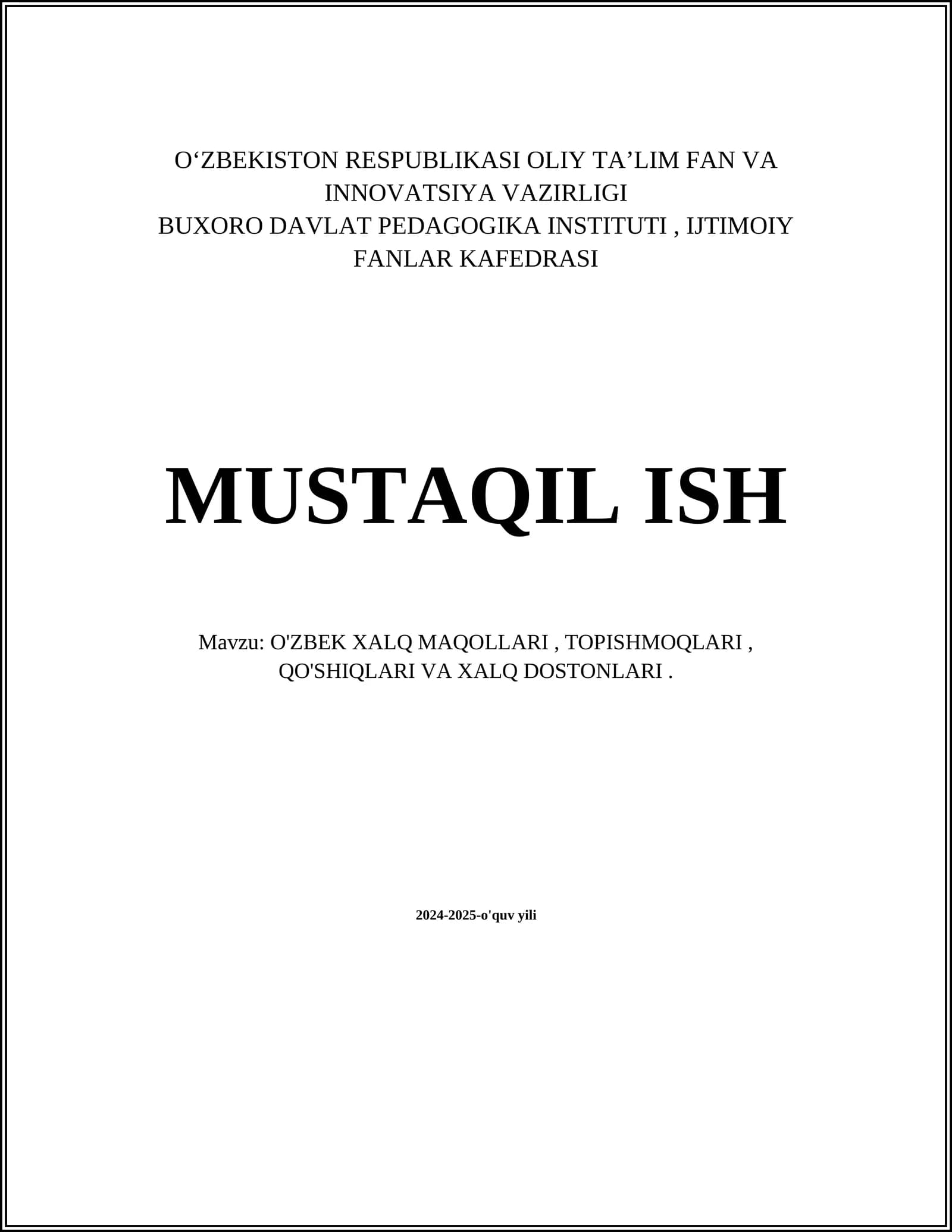 O'zbek xalq maqollari