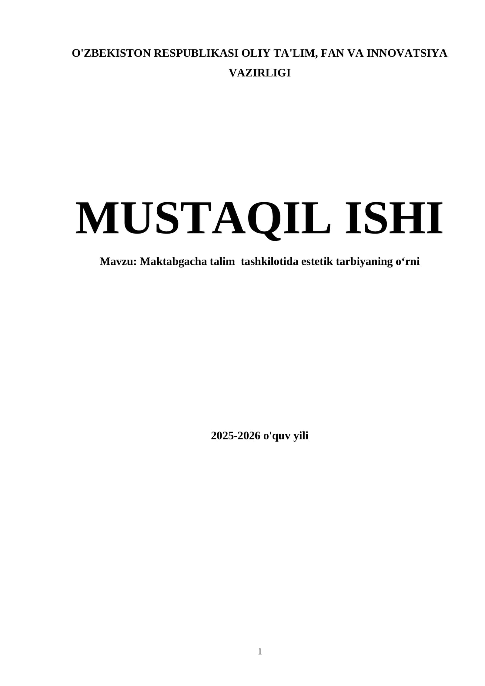 Maktabgacha talim tashkilotida estetik tarbiyaning o‘rni