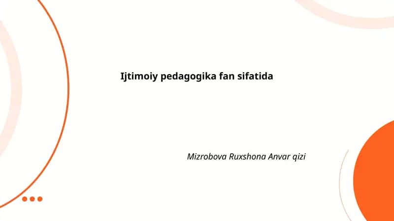 Ijtimoiy pedagogika fan sifatida