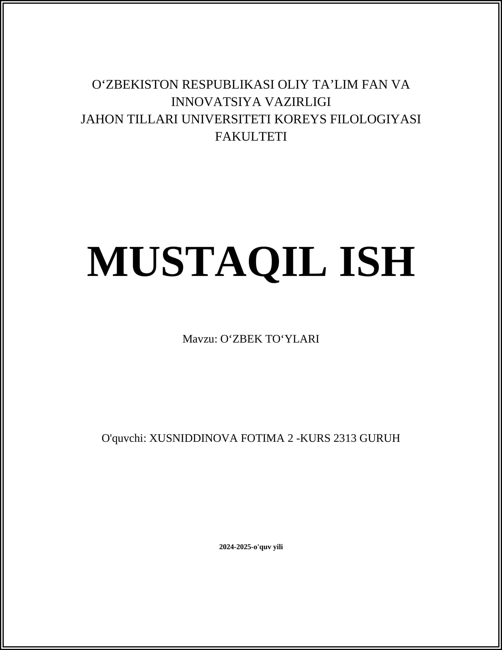 Oʻzbek Toʻylari