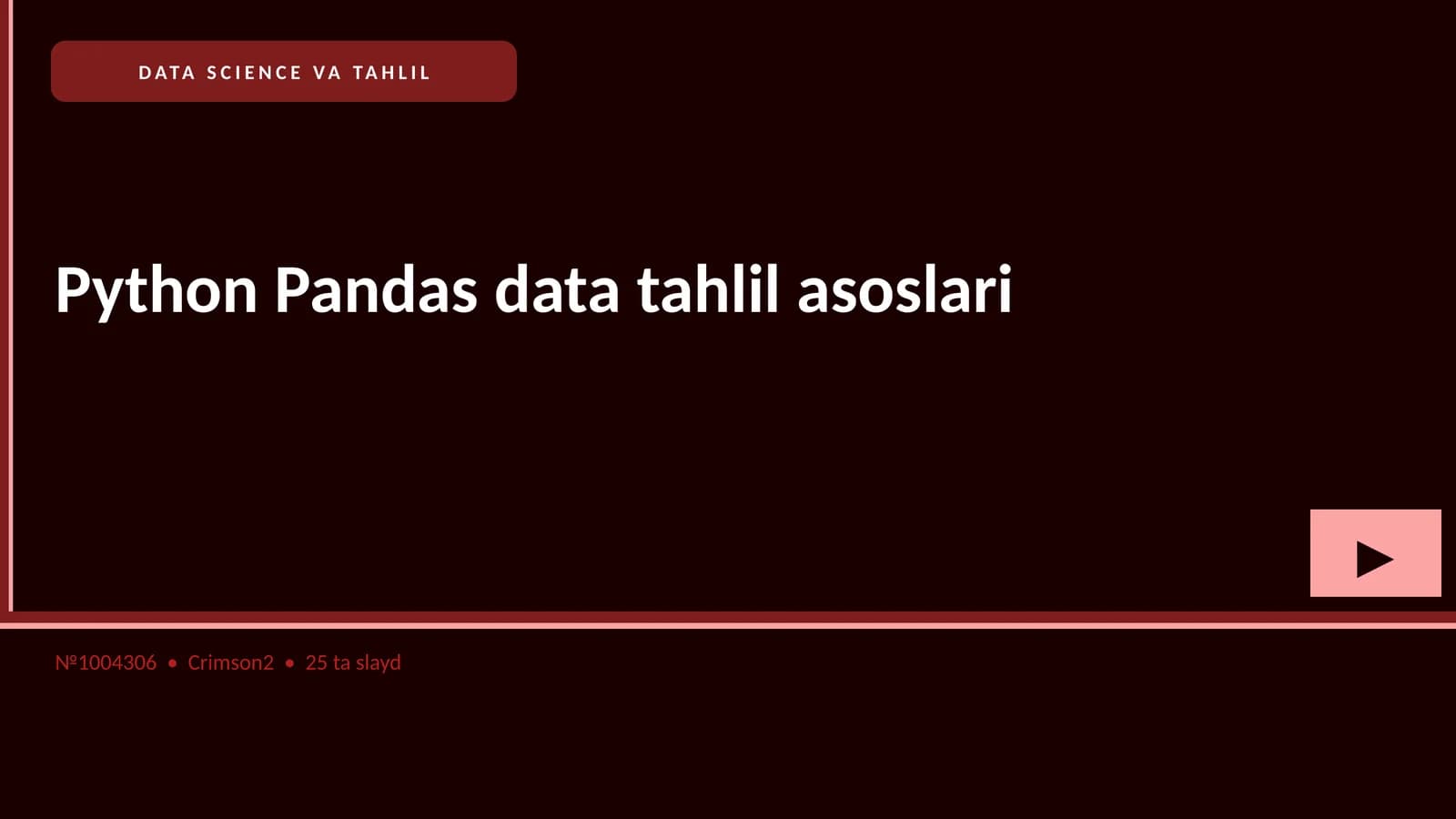 Python Pandas data tahlil asoslari