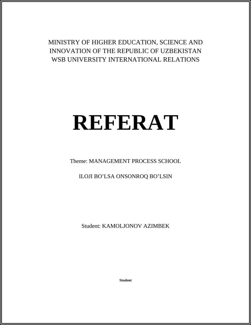 MANAGEMENT PROCESS SCHOOL