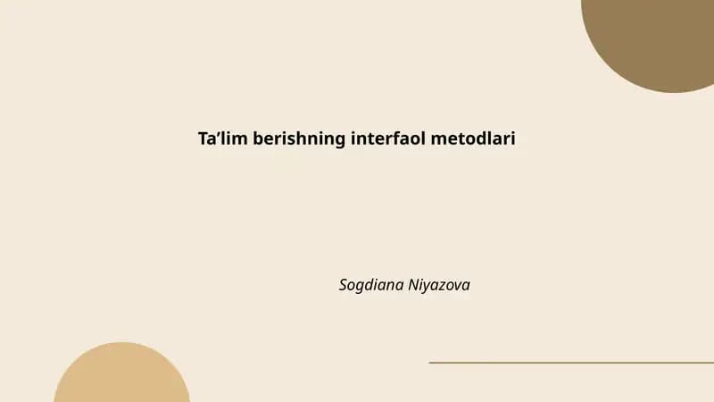 Ta’lim berishning interfaol metodlari