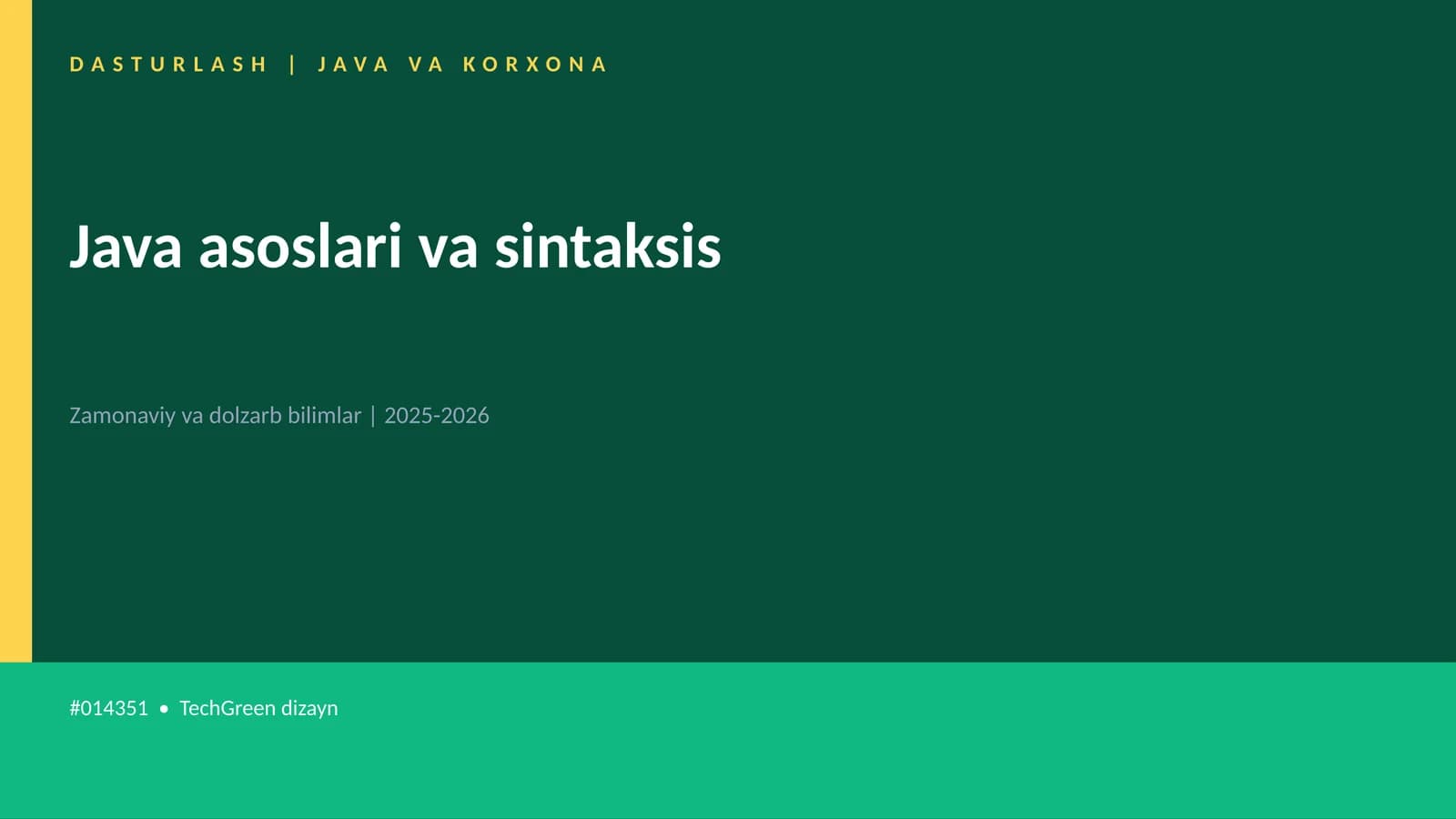 Java asoslari va sintaksis