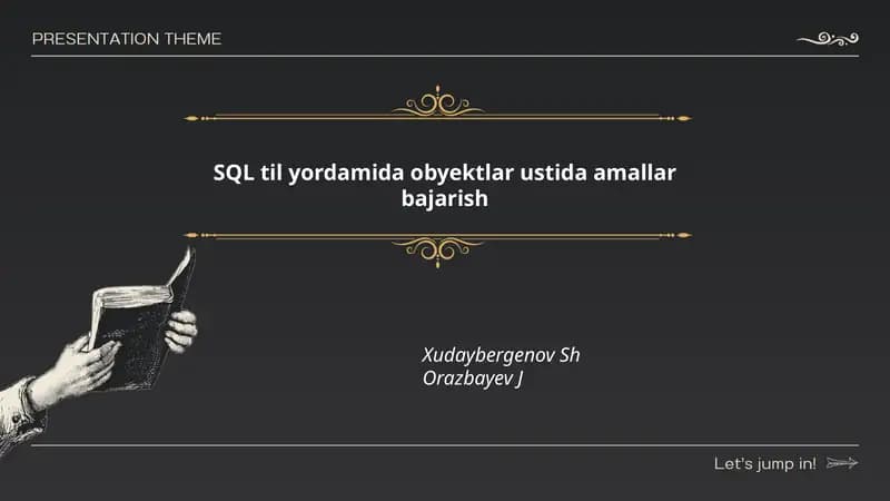 SQL til yordamida obyektlar ustida amallar bajarish