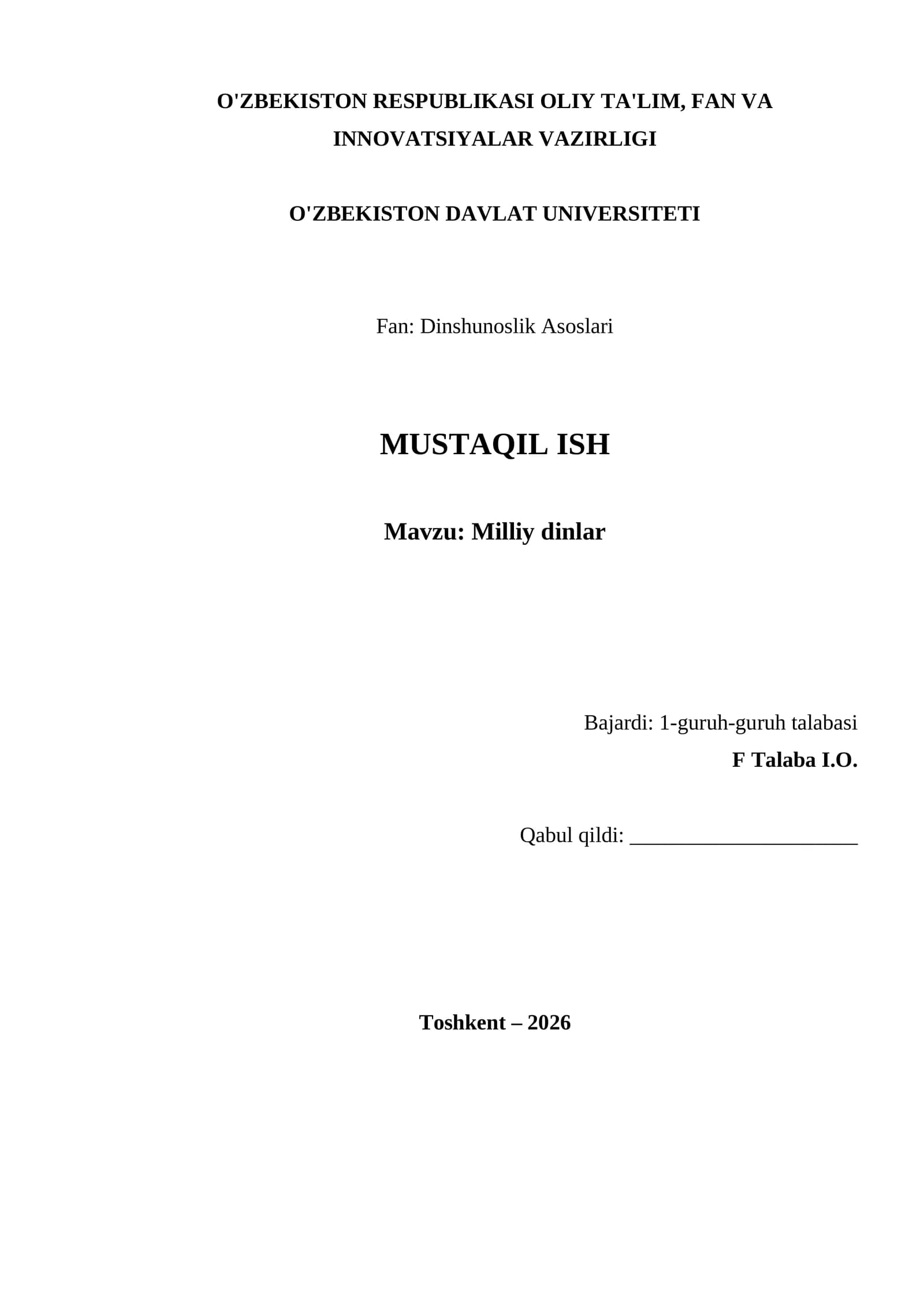 Milliy dinlar